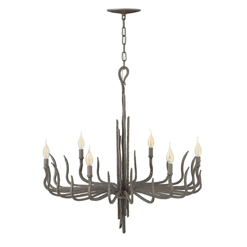 Herefordshire 6 - Light Candle Style Chandelier, Matte Bronze