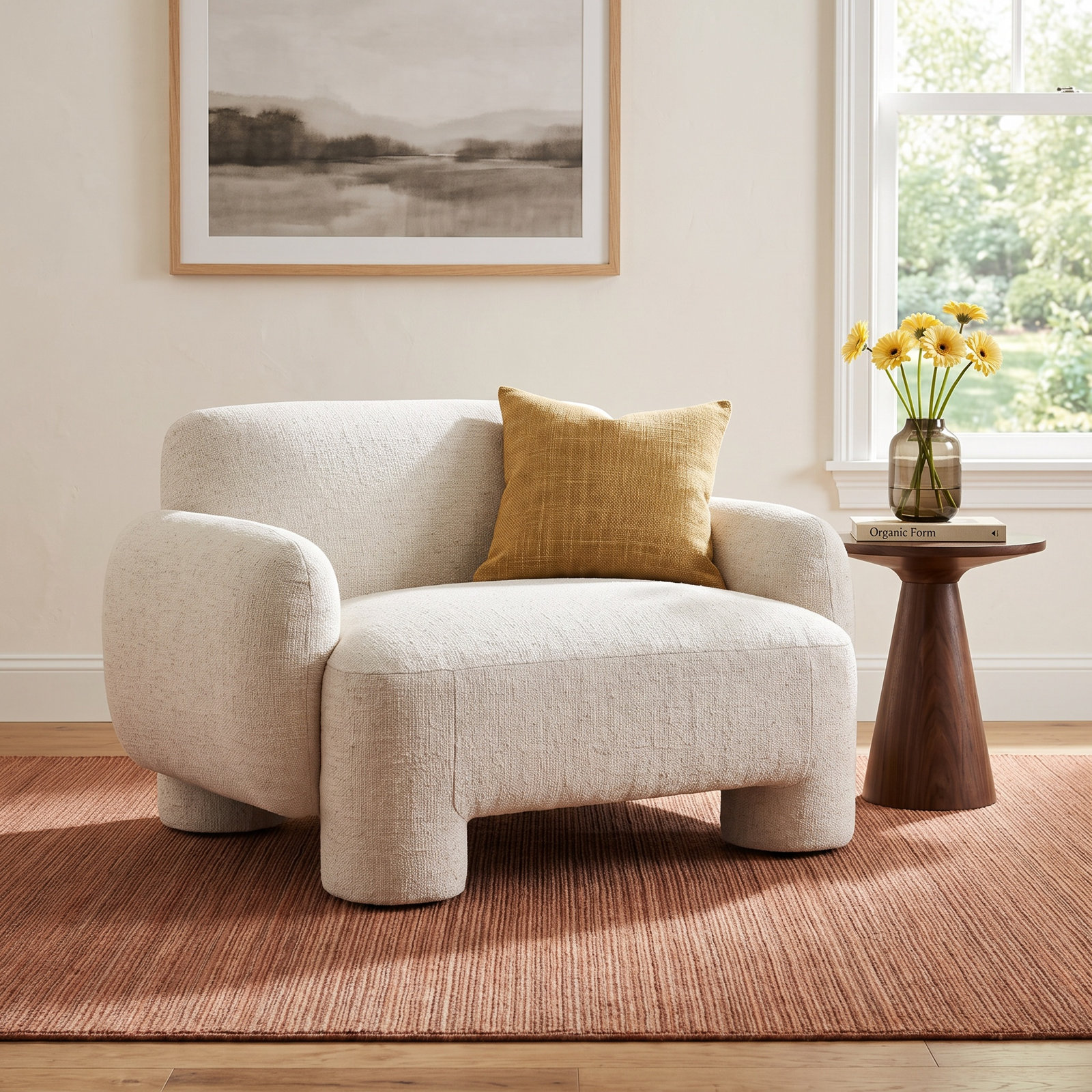 Gilson Armchair, Cream/Flax Polyester Blend