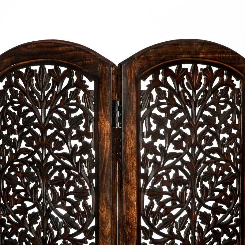 Birchanger 183Cm W x 177Cm H 4 - Panel Room Divider, Dark Brown