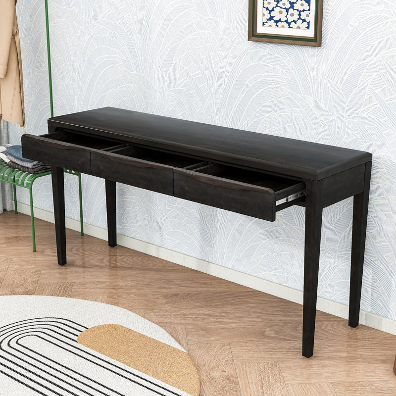 Console élégante avec 3 tiroirs courbés, Noir
