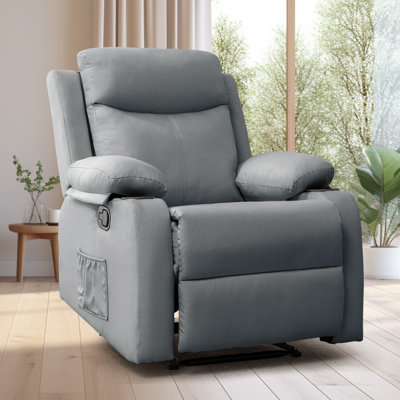 KORSER Recliner Chair, Rocker Recliners For Living Room, Small Recliner For Small Spaces, Fabric Manual Recliners With Side Pockects