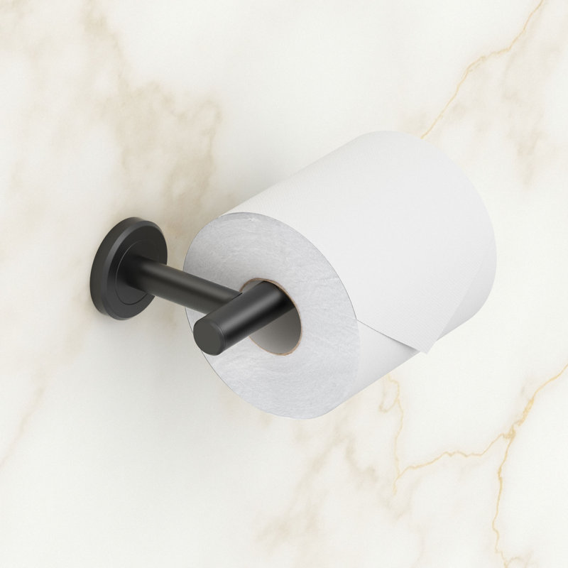 Latitude II Wall Mount Toilet Paper Holder | Euro Style 1 Post Toilet Tissue Holder, Matte Black