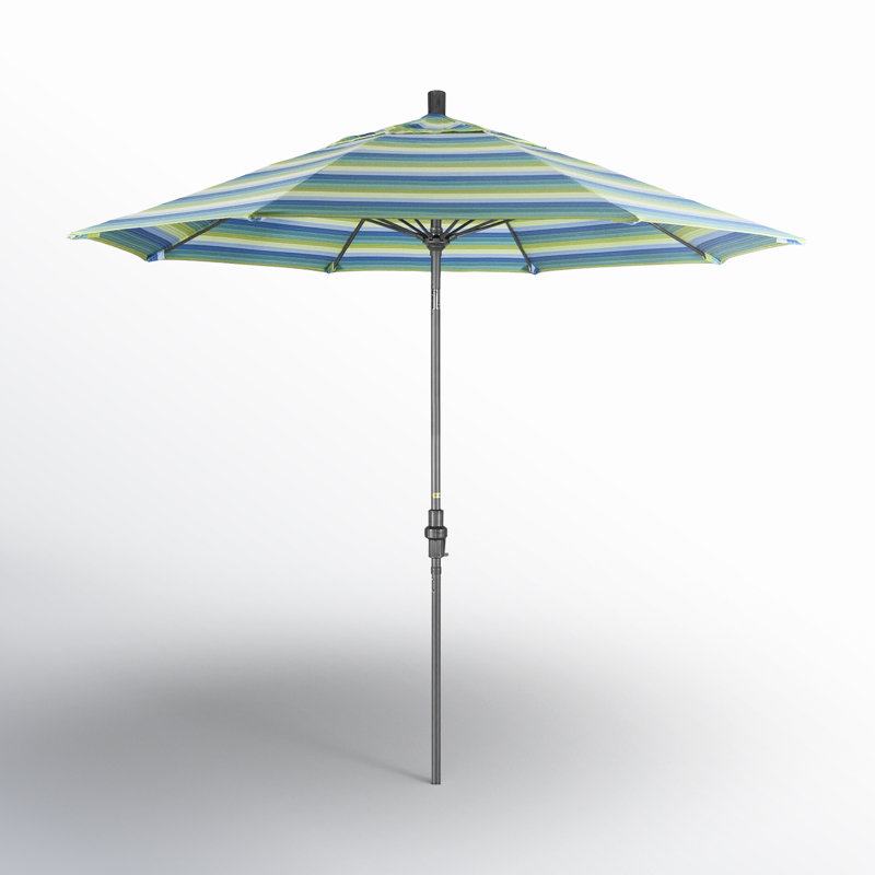 Parasol de marché Sunbrella® 9 pi Roverta, Sunbrella® bord de mer Séville rayé, Noir
