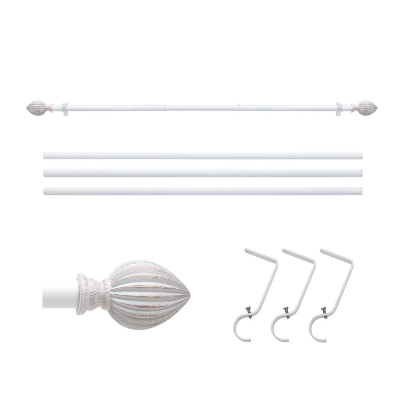 Tringle à rideaux réglable 1 largeur Hadel, 48" - 120", Blanc