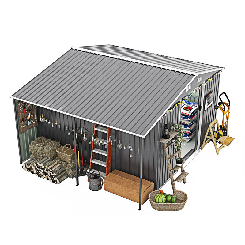 Remise de rangement extérieure avec portes et fenêtres verrouillables