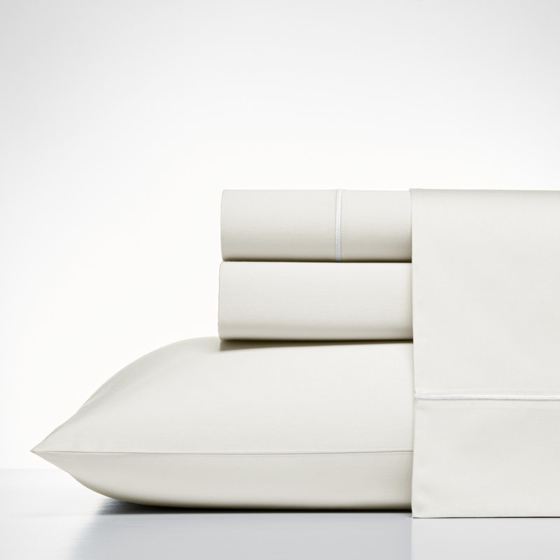 Ensemble de draps 100% satin de coton 400 fils Regatta, Grand, Blanc