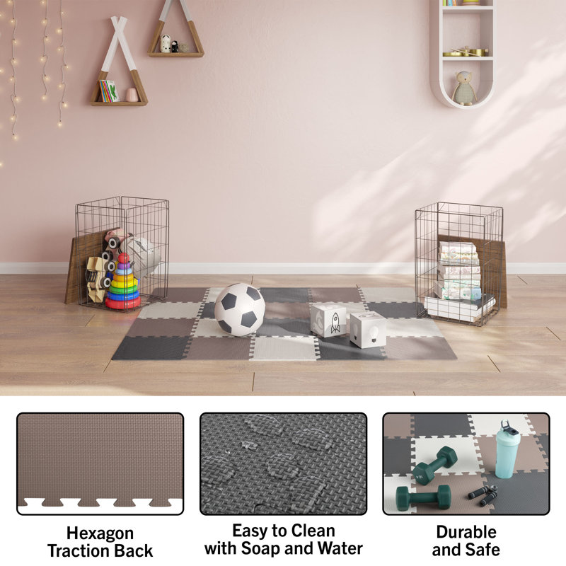 Stalwart Foam Floor Tiles - 20-Pack Soft Nontoxic Baby Play Mat - Interlocking Foam Tiles Puzzle Mat - Foam Mats for Floor Baby Playroom or Gym