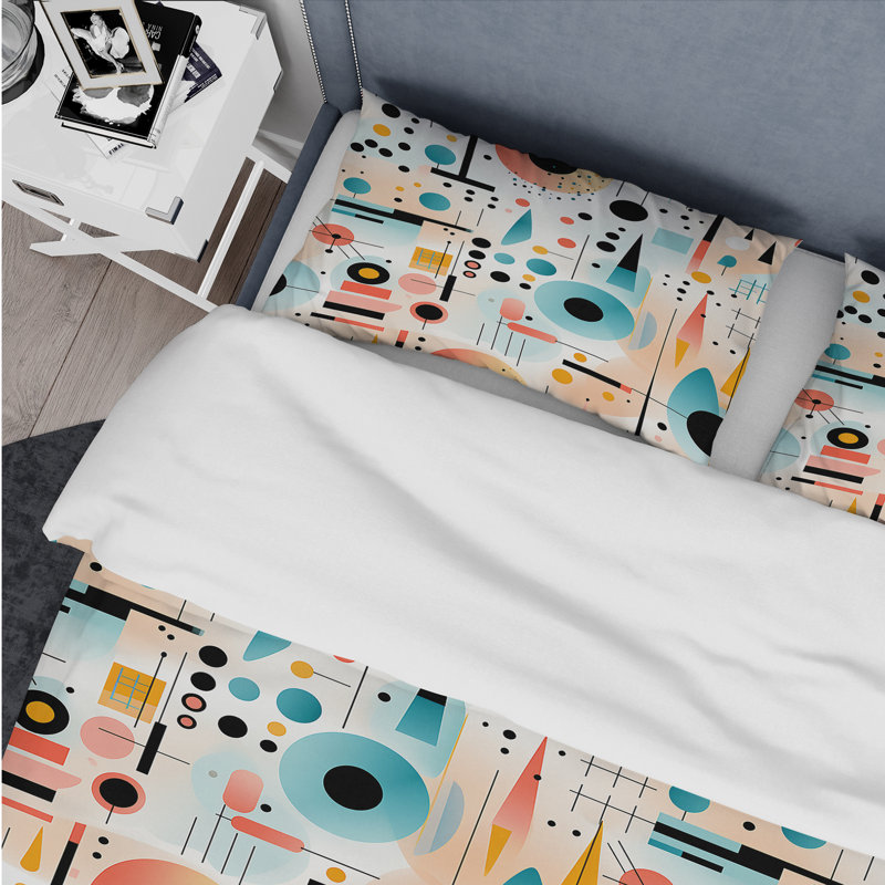 Ensemble de housse de couette multicolore éclectique à géométrie diversifiée II
