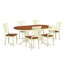 Ensemble de salle à manger 7 pièces composé d'une table de salle à manger ovale avec rallonge papillon et 6 chaises en bois, babeurre et cerise-49667977-31150693-132804100