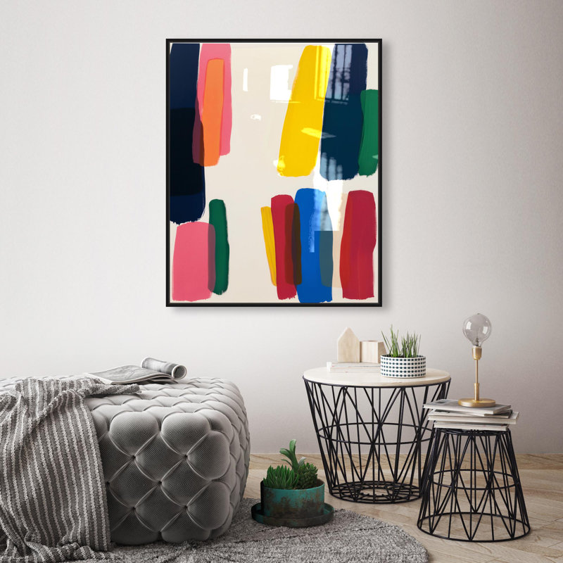 Oliver Gal CaliSunset Abstract - Hand-Applied Glass Coat Framed Canvas Art, Black, 30" H x 24" W