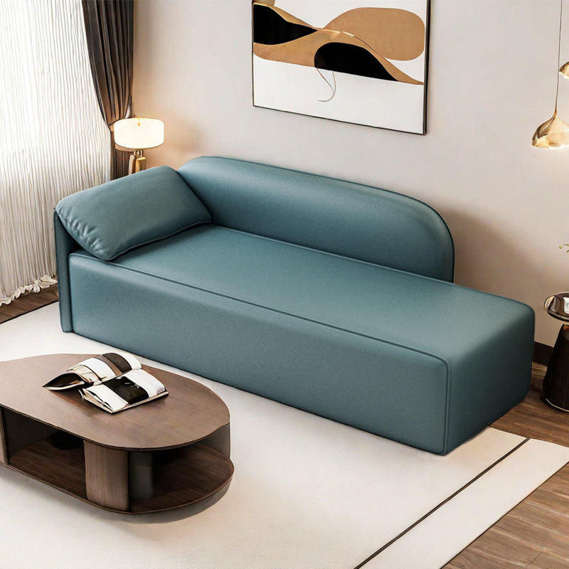 Méridiennes simples d'intérieur Room, Similicuir bleu / vert, Chaise longue à accoudoir gauche