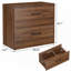 Classeur latéral à 2 tiroirs de 72,4 cm de large, en bois moderne avec rangement pour dossiers suspendus, poignées en métal et support spacieux pour imprimante, idéal pour le bureau à domicile, fini noyer foncé.