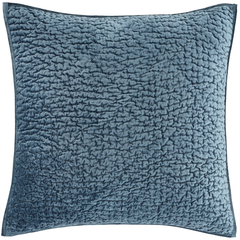 Parisienne Velvet Slate Quilted Sham, Euro, Slate