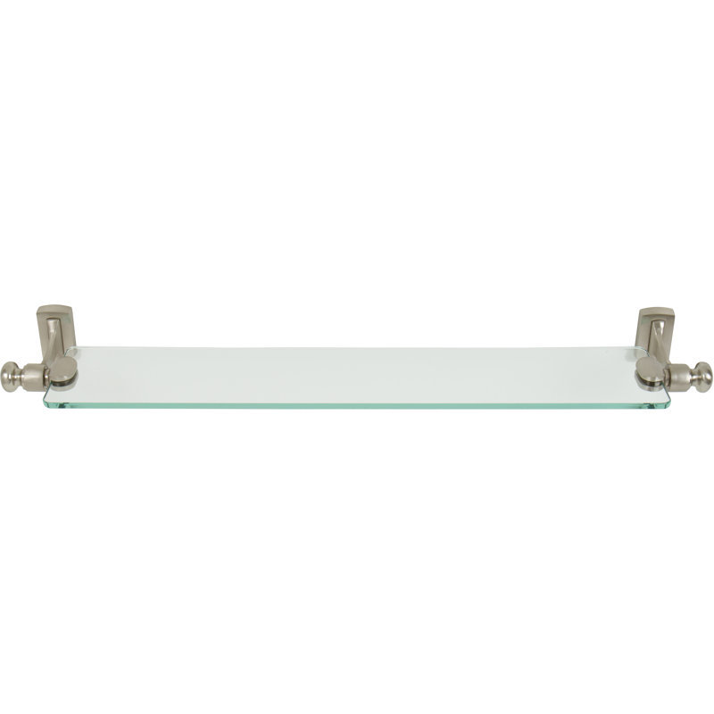Polished Nickel Glass Wall Mount Shelf with Hardware