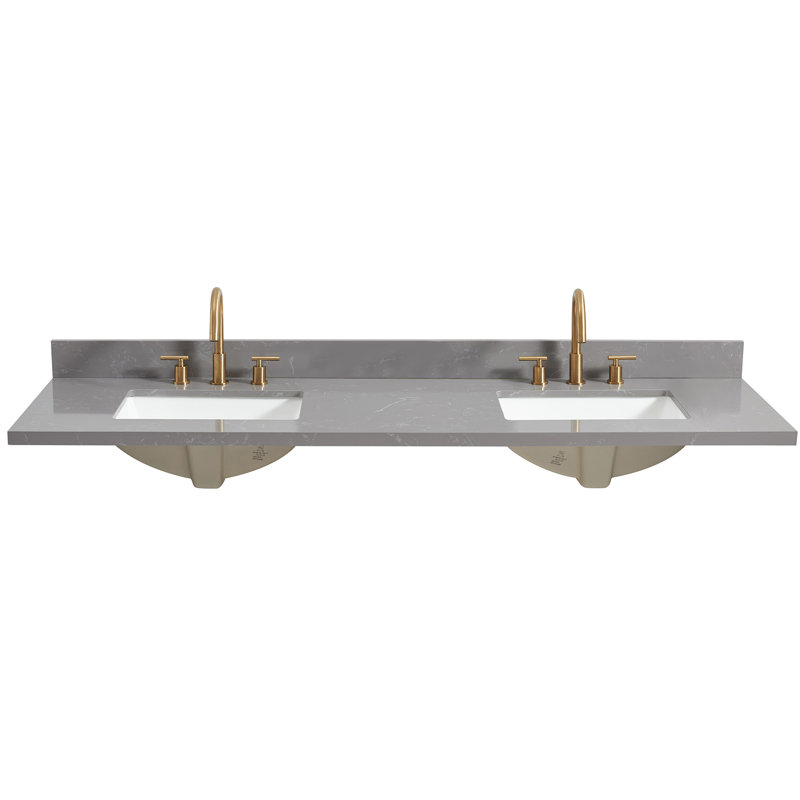 Jaen 73'' Reticulated Grey Stone Double Sink Vanity Top