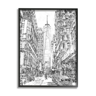 «Urban City Metropolis One World Trade Center» par Melissa Wang - reproduction de cadre flottant sur bois