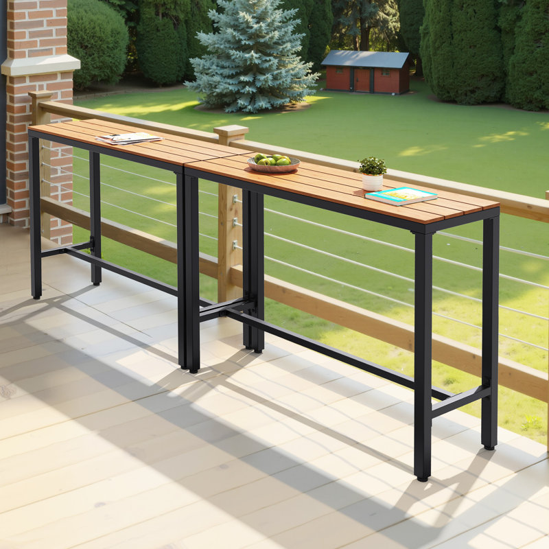 Table de bar rectangulaire en métal pour l'extérieur (ensemble de 2), H 37,09 po x l 42,91 po x P 15,67 po, Brun