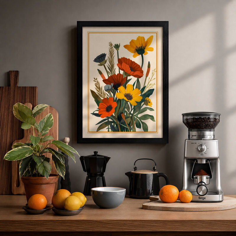 Garden Flowers Study Botanical - Print, Black, A3 - 42.0 x 29.7 cm