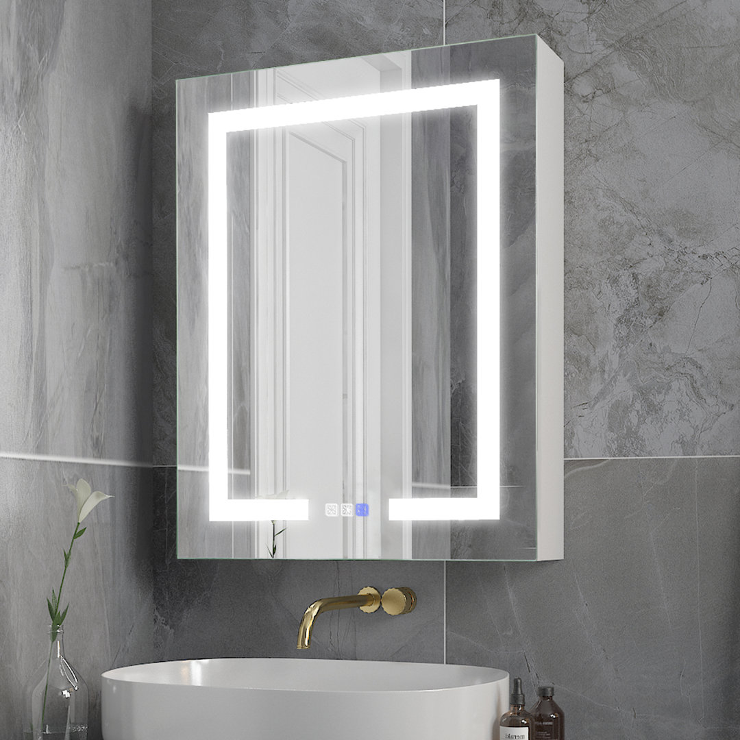 Matthea 24'' W 30'' H Surface or Recessed Mount Frameless Medicine Cabinet with Mirror Outlet & USB Orren Ellis 