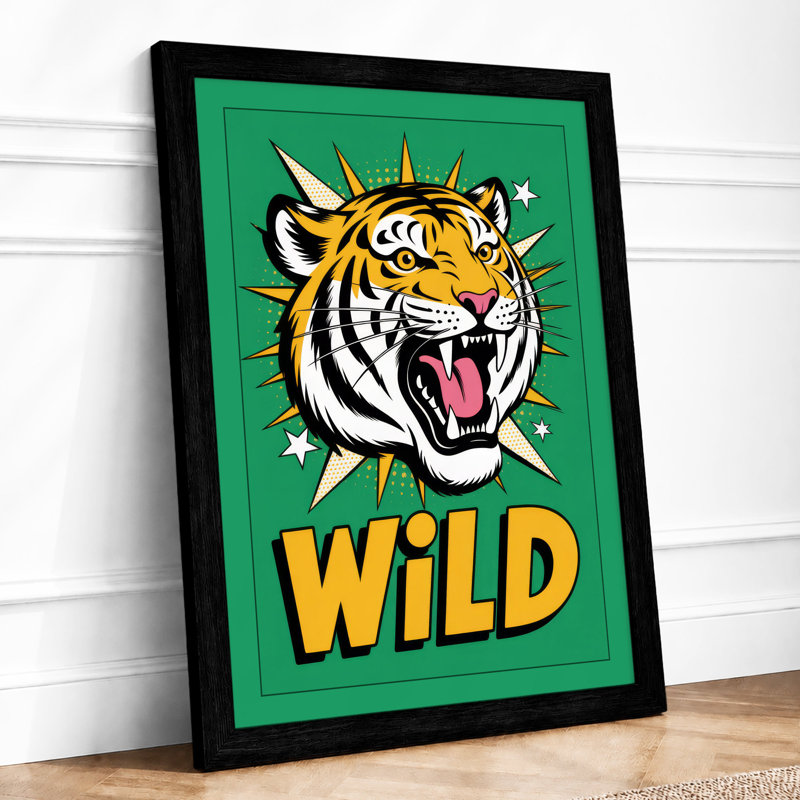 Wild Tiger Energy Modern - Framed Print, Black, A4 - 29.7 x 21.0 cm