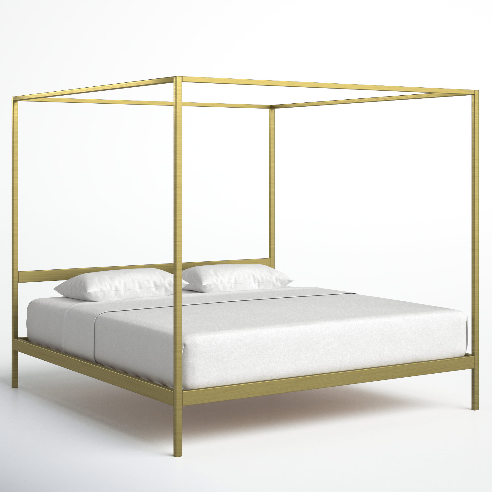 Aston Metal Canopy Bed, King, Gold, 80"