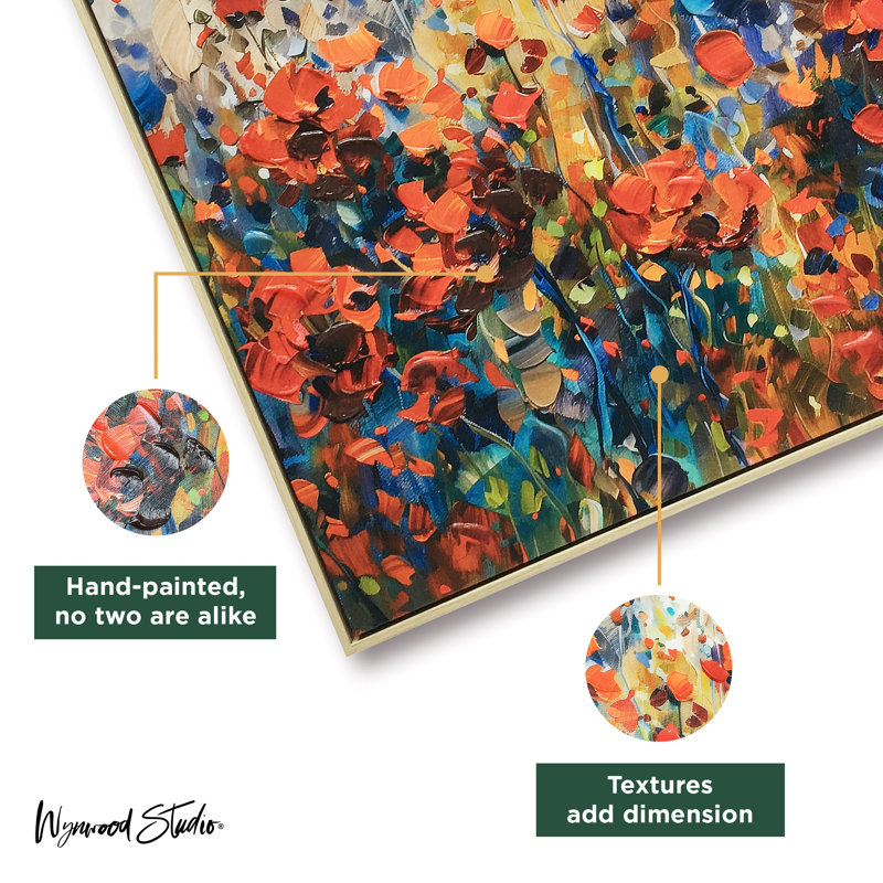 Beautiful Red Garden Bloom Textured Framed Art