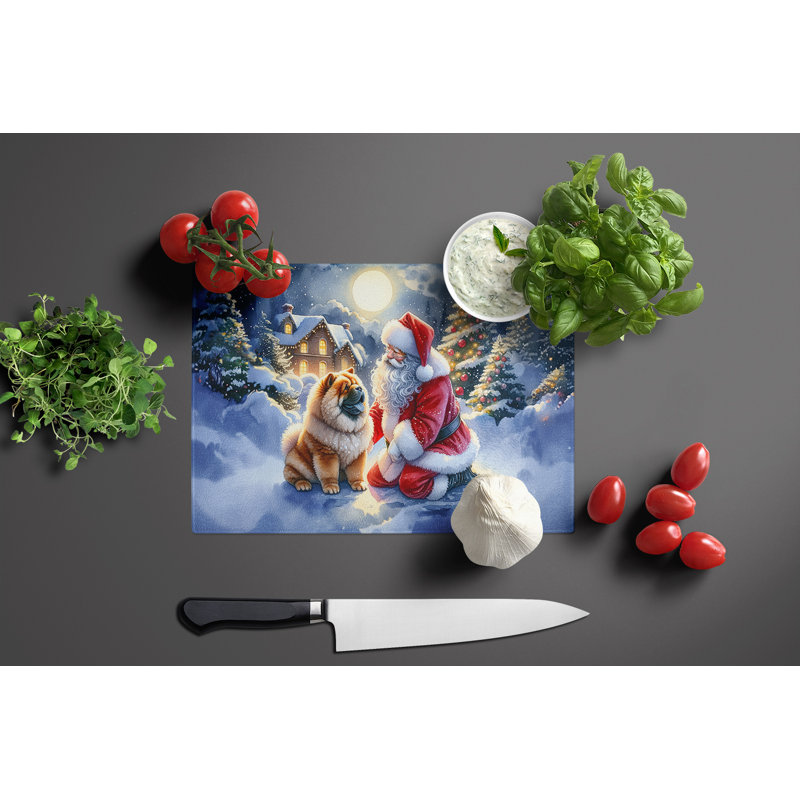 Planche à découper en verre Chow Chow and Santa Claus