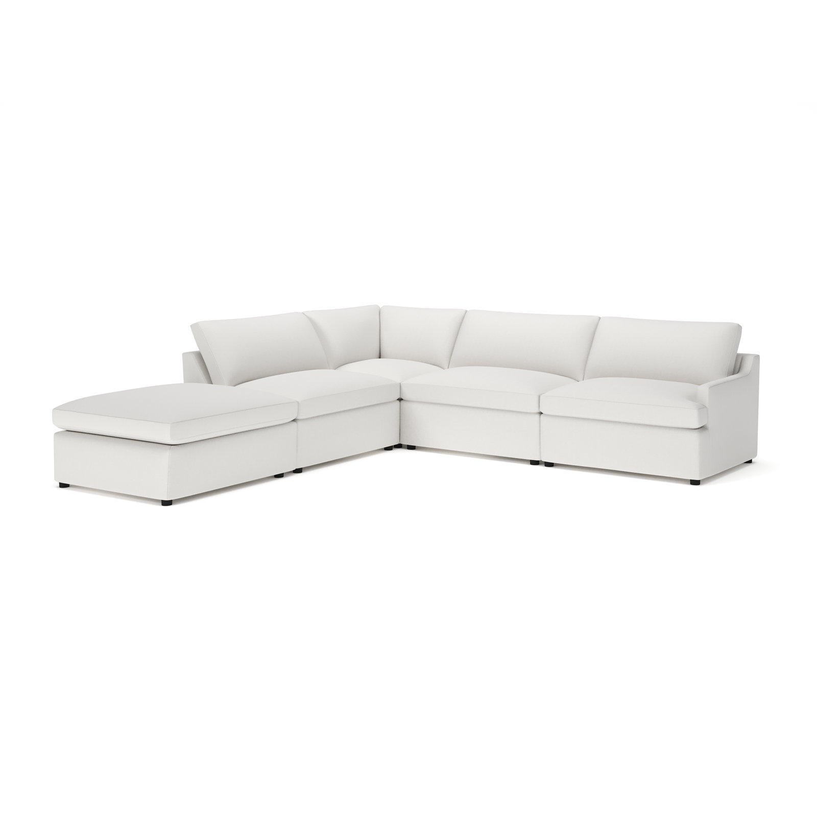 Essex 5-Piece Upholstered Modular Sectional, Left Hand Facing, Macarena Beige Basketweave Fabric
