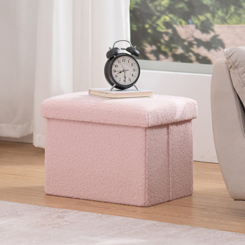 Repose-pieds pliant avec rangement, Rose, H 12,2 po x l 16,1 po x P 12,2 po