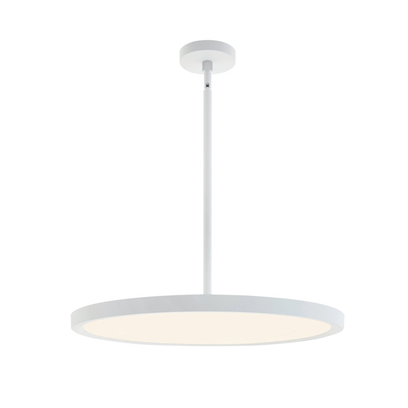 Luminaire suspendu simple en forme de cercle à 1 lumière DEL, Blanc, H 1 po x l 20 po x P 20 po