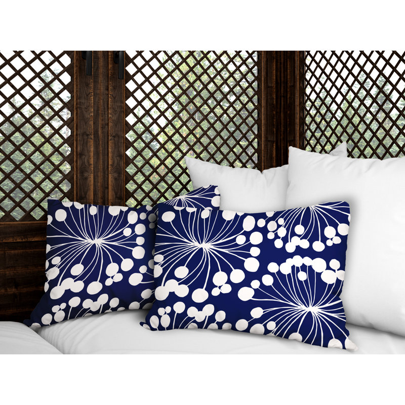 Polyester / Mélange de polyester Housse de coussin rectangulaire intérieure / extérieure lombaire et insert, Bleu marine