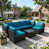Brown Rattan Peacock Blue