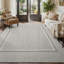 Tapis intérieur / extérieur géométrique gris / blanc résistant aux rayons UV-671766036