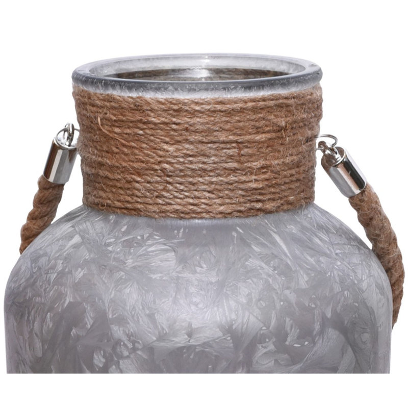 Lanterne porte-bougie avec poignée, Argenté / Brun, H 12 po x l 6,75 po x P 6,75 po