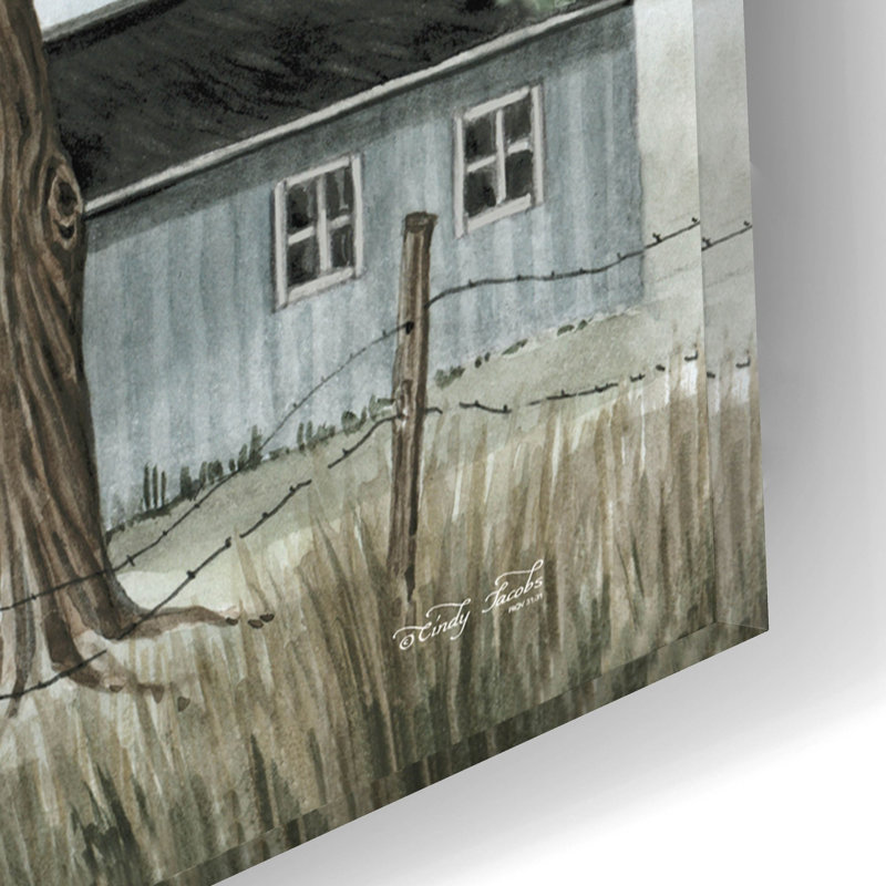 «Back Country Barn» par Cindy Jacobs, art mural en verre acrylique, H 12 po x l 16 po x P 0,13 po
