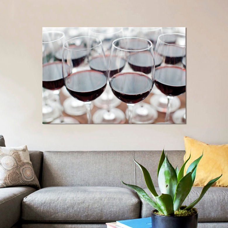 « verres de vin », reproduction de photo sur toile, H 40 po x l 60 po x P 1,5 po, Pas de tapis, Toile tendue