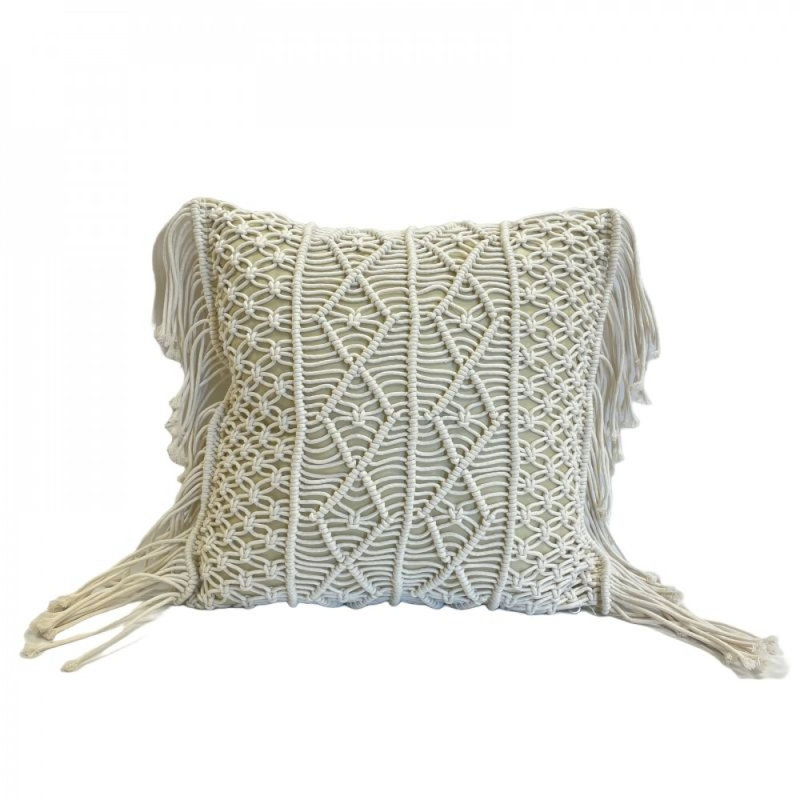 Centre Pillow, Gray/Beige Fringes