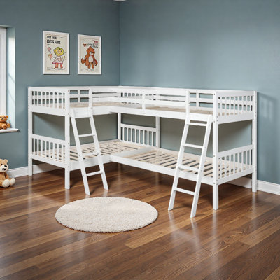 L-Shaped Bunk Bed With Ladder,Twin Size