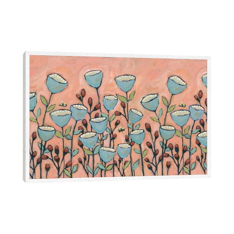 Floral XXVI by Teresa Kogut - Painting on Canvas, 101.6cm H x 152.4cm W x 3.81cm D, White Framed
