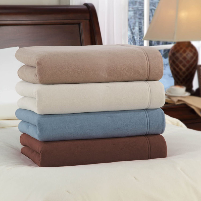 Twin Gray Microfleece Electric Heated Blanket with Analog Control
