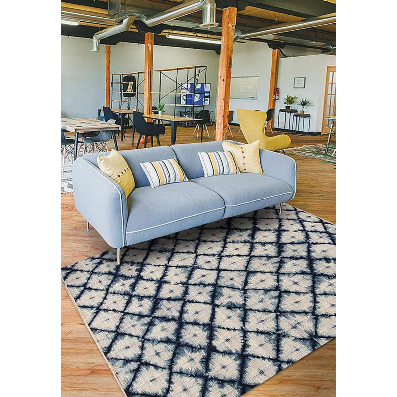 Tapis rectangulaire en laine Shibori, Rectangle 8 pi x 10 pi