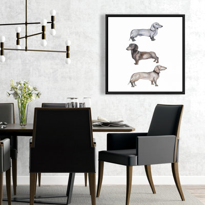Toile encadrée avec des chiens teckel scandinave | Décoration de chambre à coucher