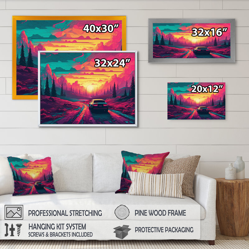 «Pink Nebular Wonderland I», reproduction d'art sur toile, Cadre photo noir, H 12 po x l 20 po x P 1 po