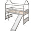 Lit mezzanine simple avec glissade en gris - fonctionnel Espace de rangement spacieux avec glissière peu encombrante de style moderne. Matériaux pour une utilisation à long terme
