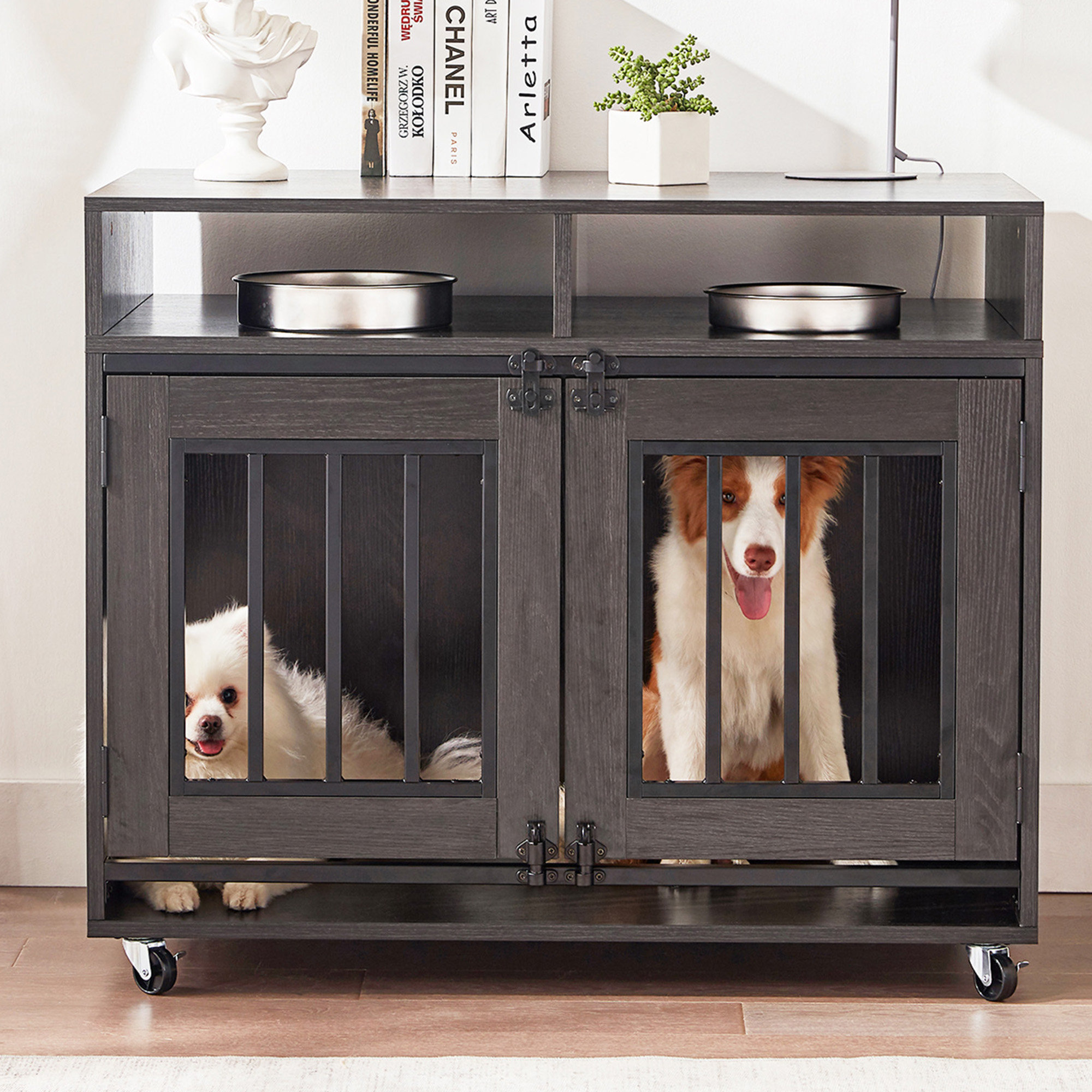 View of Tucker Murphy Pet™ Dog Crate Furniture With Drawers，Dog Kennel Indoor ...