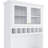 Farmhouse 35.4X17.7X74.8Inch Freestanding Buffet With Hutch, Tall Kitchen Pantry Storage Cabinet With Wine Rack And Adjustable Shelves For Dining Room, White-1603431743