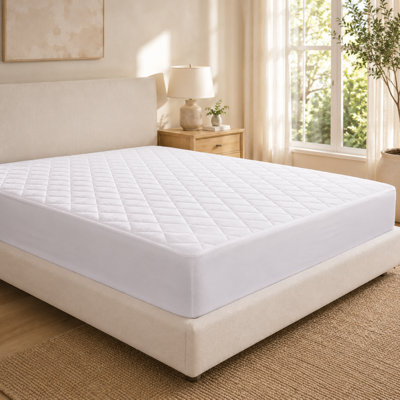  Waterproof Quilted Mattress Protector with 100% Cotton Cover & Deep Pocket Fit