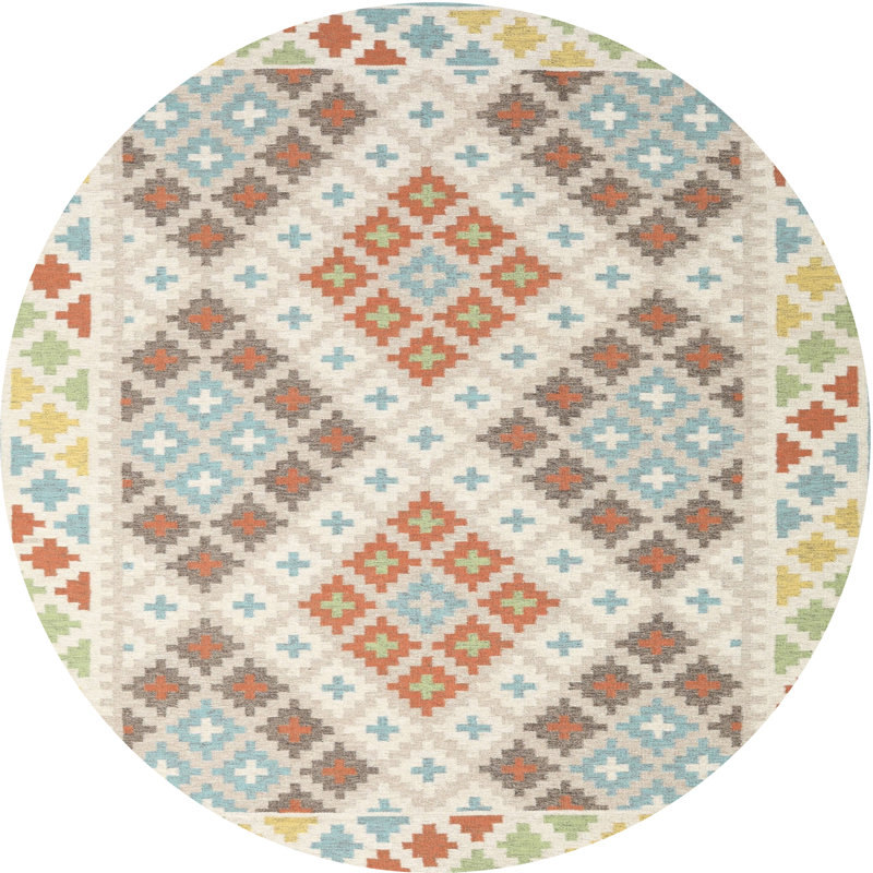 Tapis contemporain brun / jaune / gris, Rond 8 pi