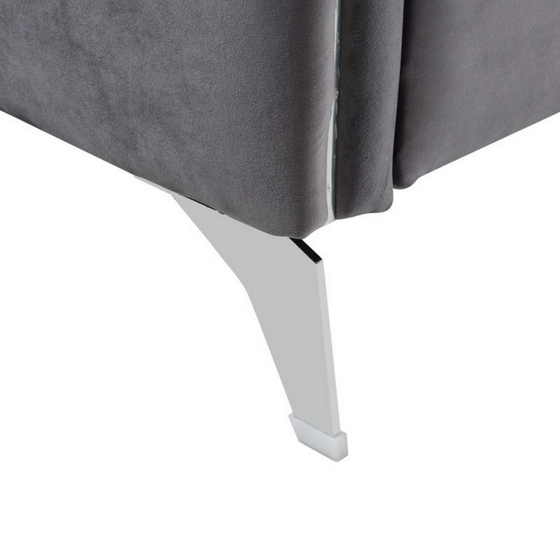 Fauteuil d'appoint en velours chic et moderne Ethla City, Mélange de polyester gris
