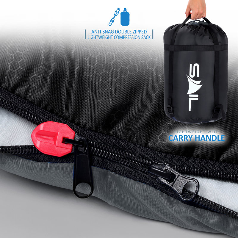 SAIL XL Sleeping Bag for 3-4 Season (400gsm), Black